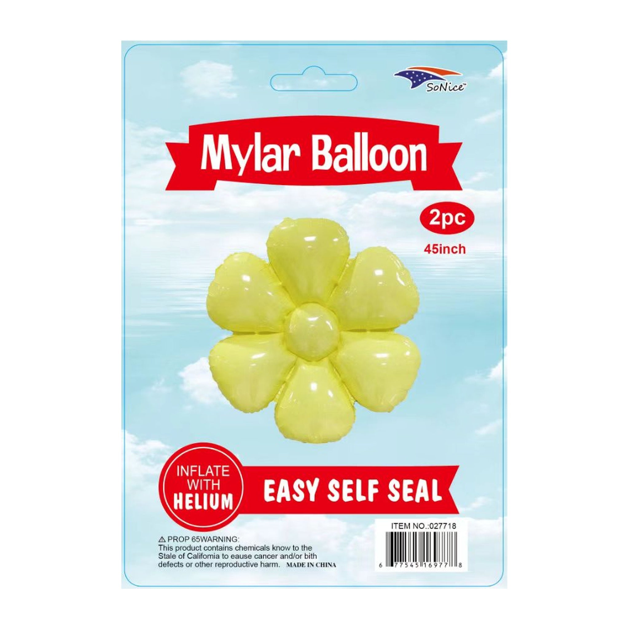 45" Daisy Balloon 2Pcs Yellow 300Pk/Cs