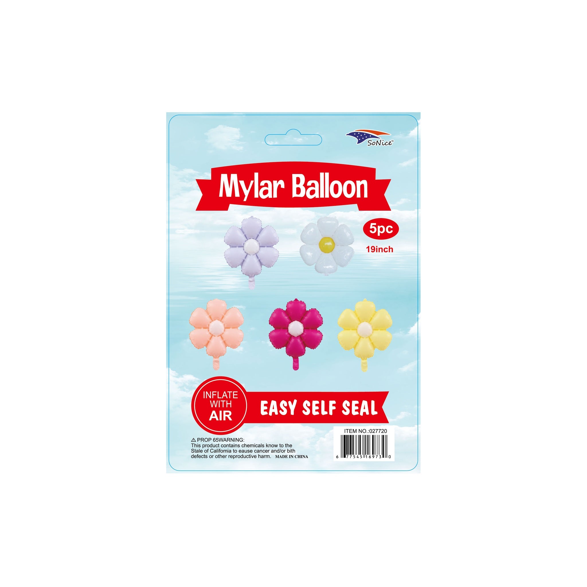 19"Daisy Balloons 5 ct Mix Colors 600Pk/Cs