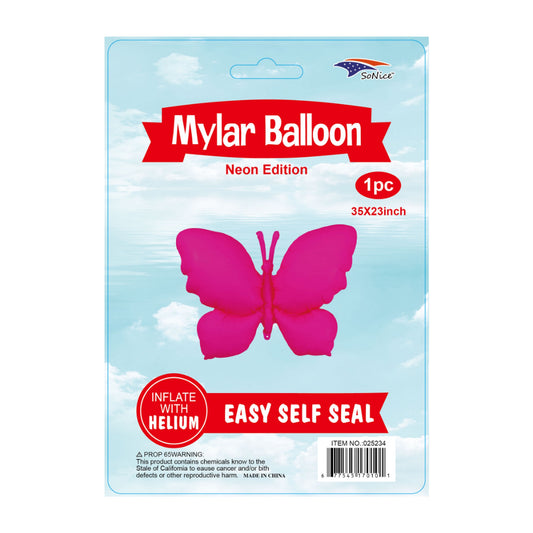 35" Balloon Butterfly Neon Pink