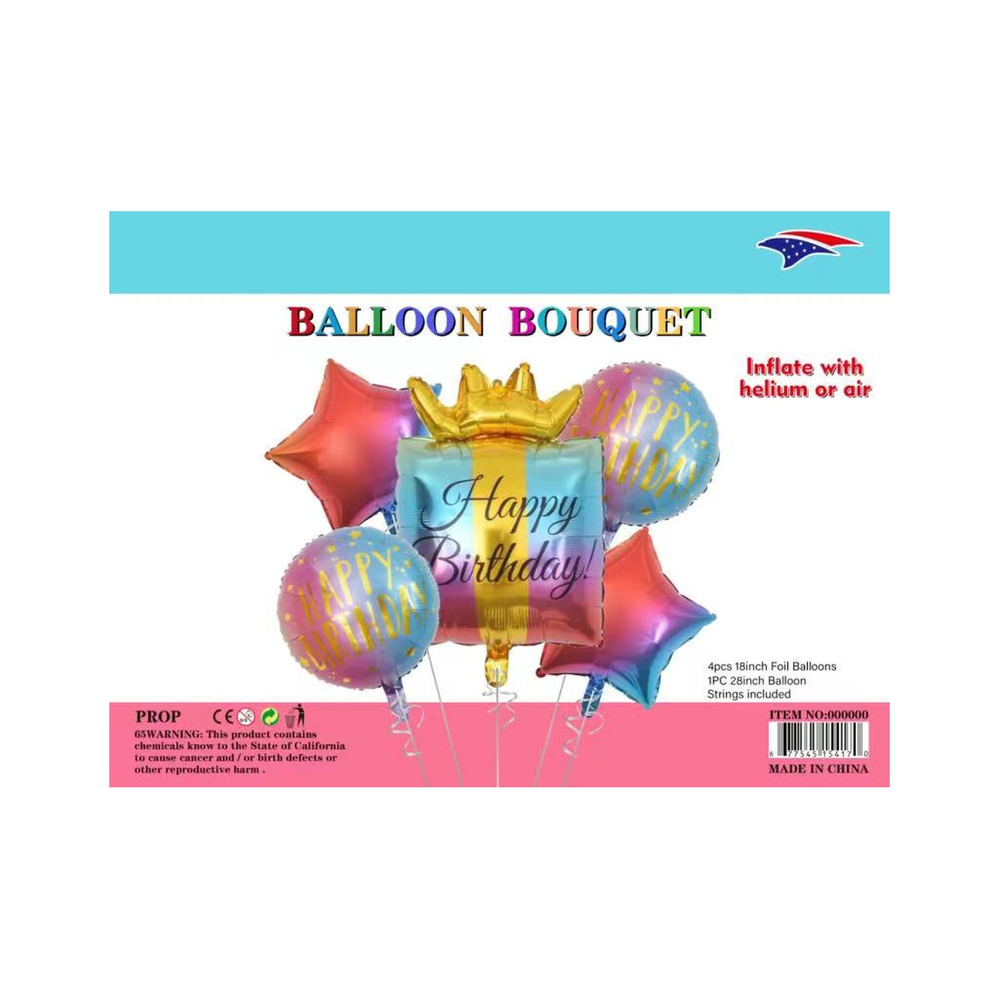 Balloon Bouquet Happy Birthday Cube 120Set/Cs