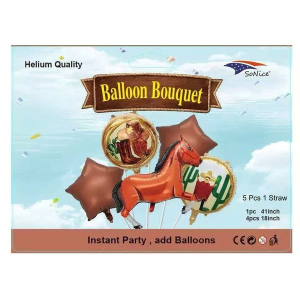 Cowboy balloon bouquet, 5-piece set