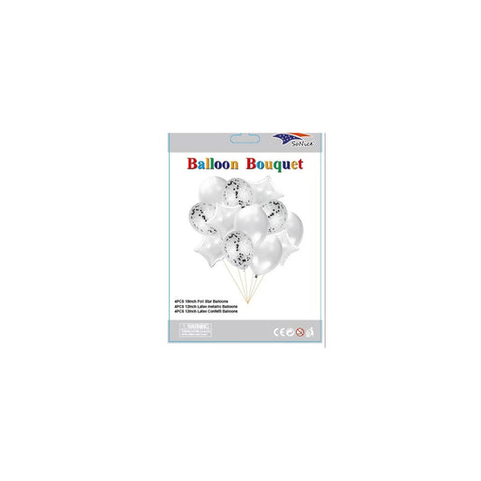 12Pcs Balloon Bouquet Silver 120Set/Cs
