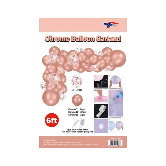 6" Balloon Garland Chrome Rose Gold