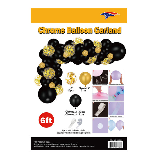 Chrome Balloon Garland Gold/Black/Silver