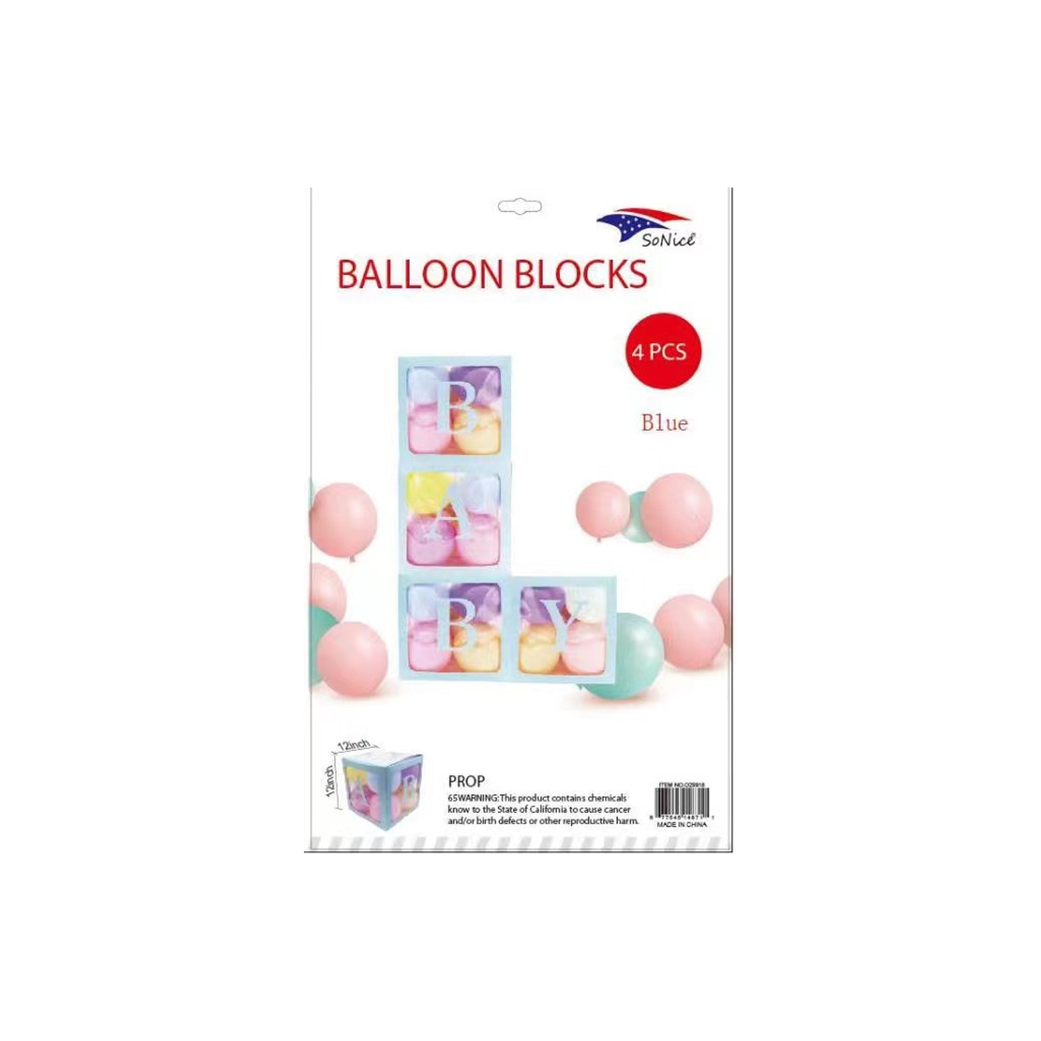 4 pcs Light Blue Balloon Boxes Baby