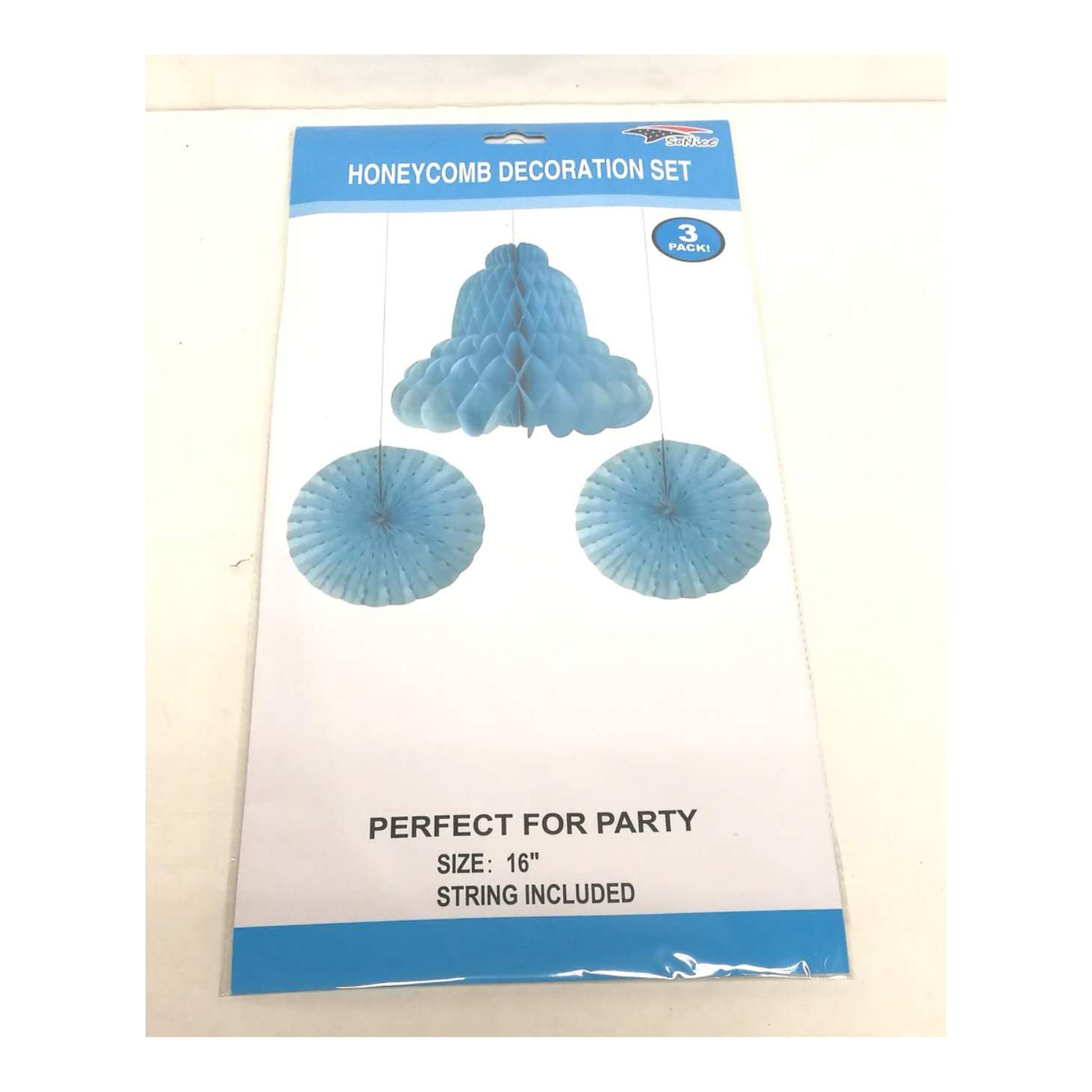 16"Honnycomb Decoration Set Light Blue 96Set/Cs