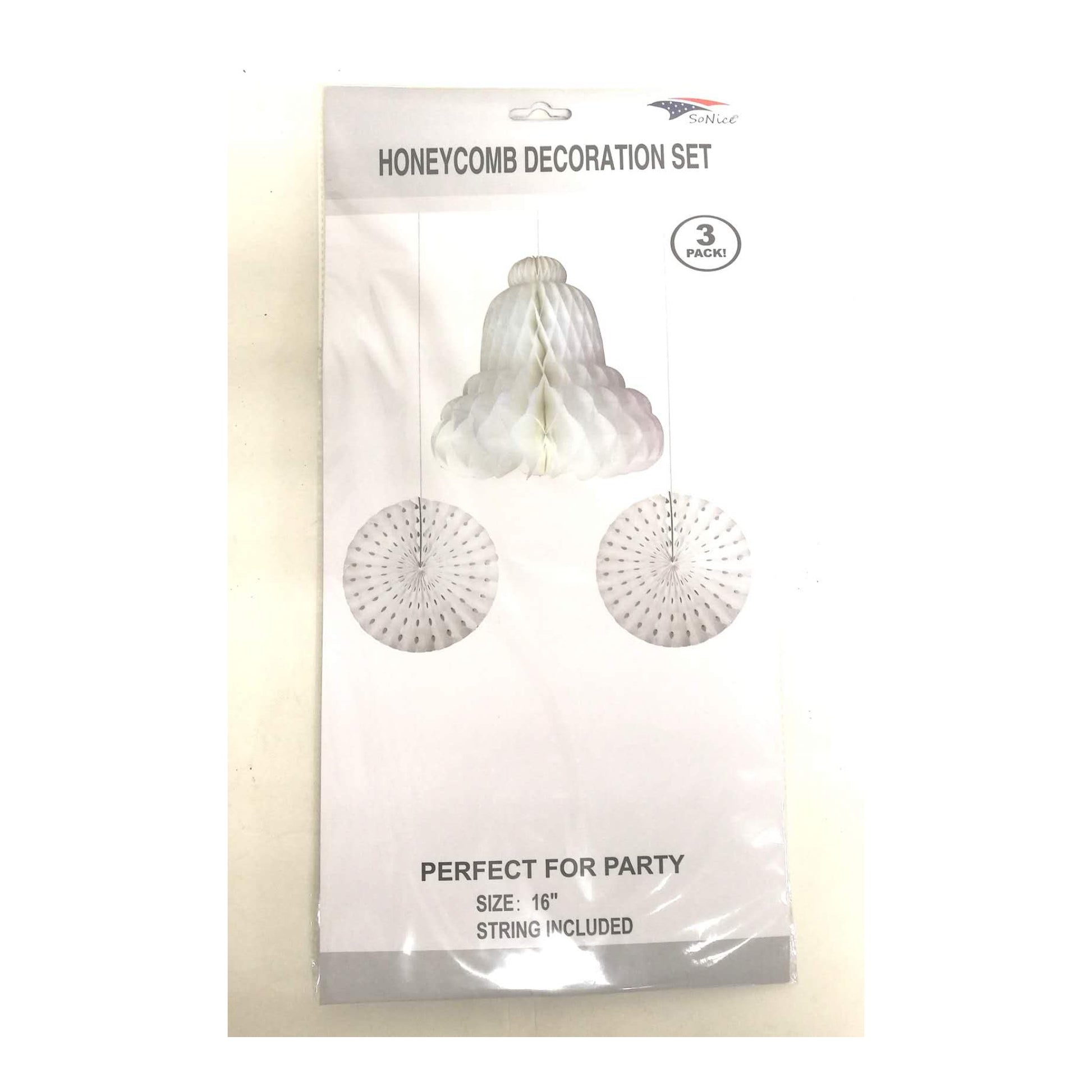 16"Honnycomb Decoration Set White 96Set/Cs