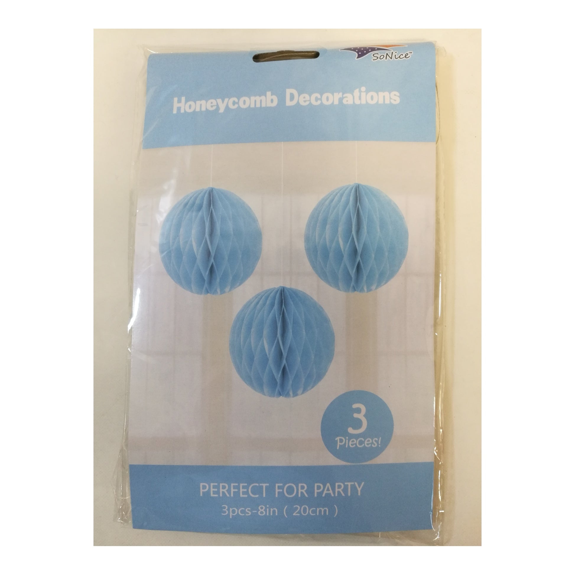 3Pcs 8"Honeycomb Light Blue 120Set/Cs