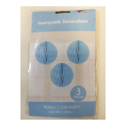 3Pcs 8"Honeycomb Light Blue 120Set/Cs