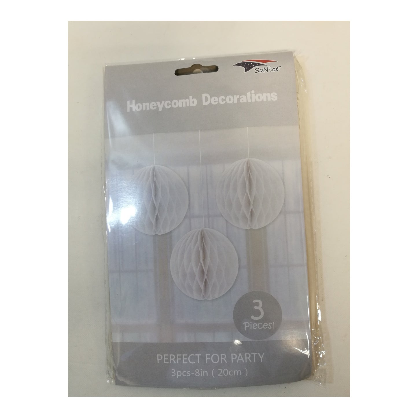 3Pcs 8"Honeycomb White 120Set/Cs