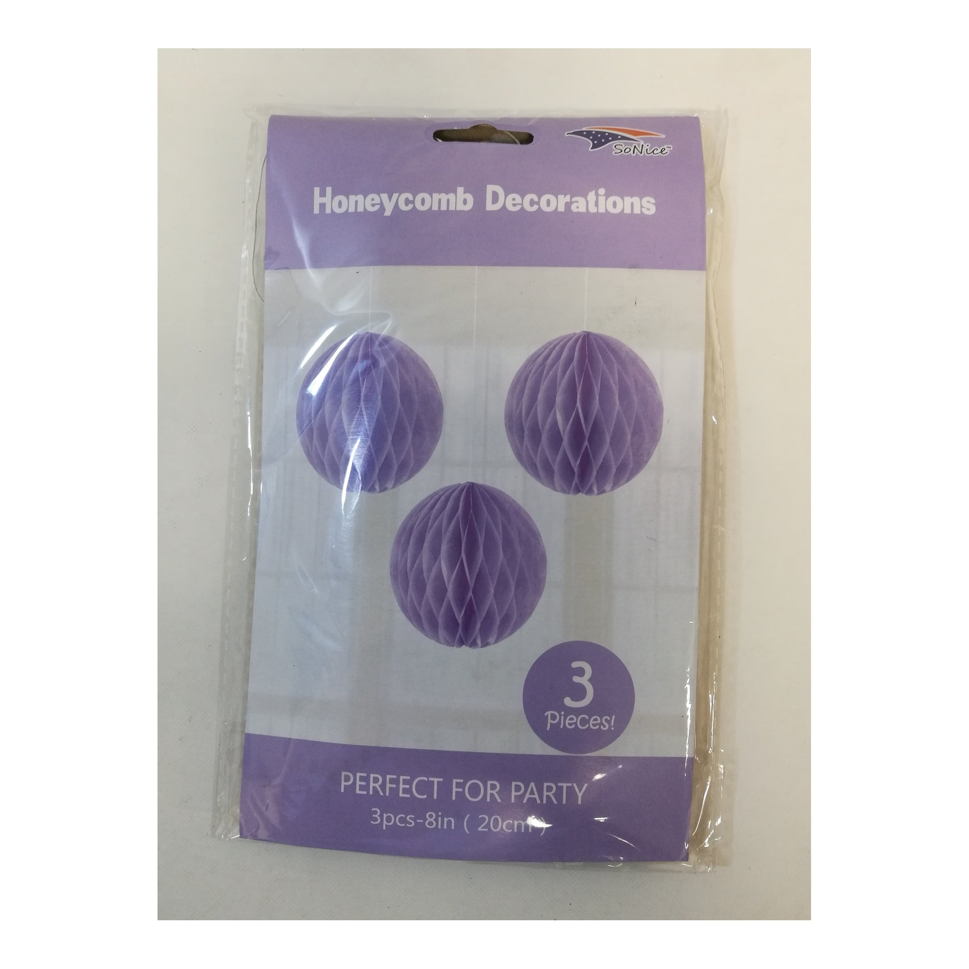 3Pcs 8"Honeycomb Lavender 120Set/Cs