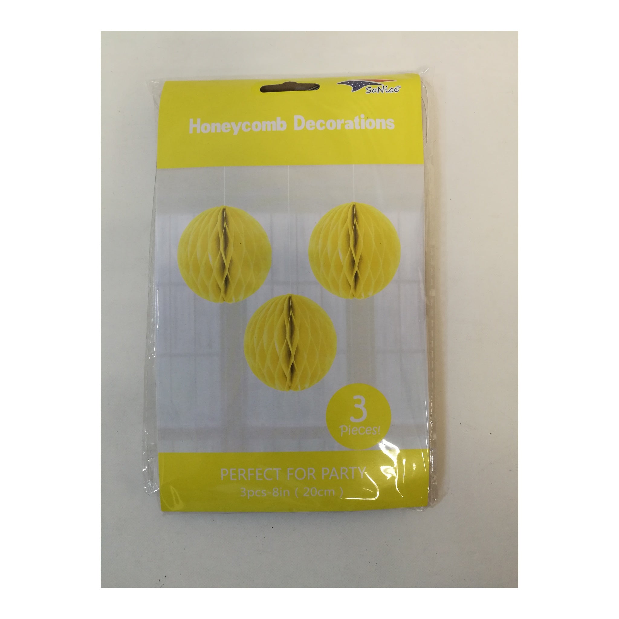 3Pcs 8"Honeycomb Yellow 120Set/Cs