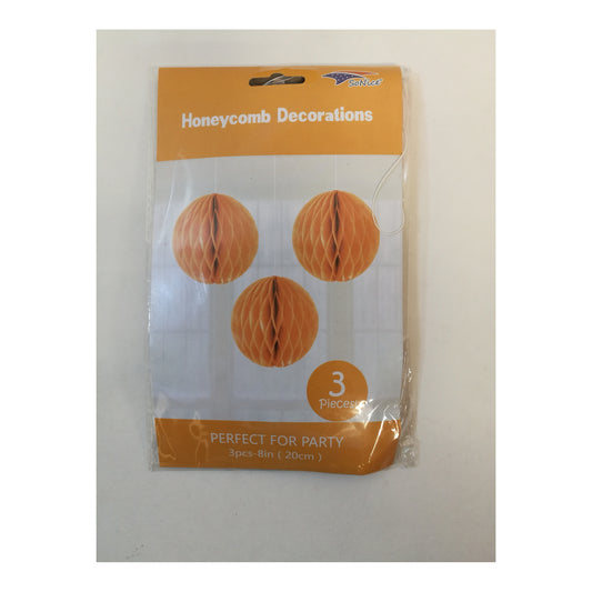 3Pcs 8"Honeycomb Orange 120Set/Cs