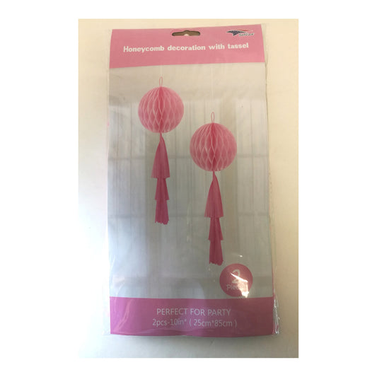 2Pcs Honeycomb+Tassel Light Pink 60Set/Cs