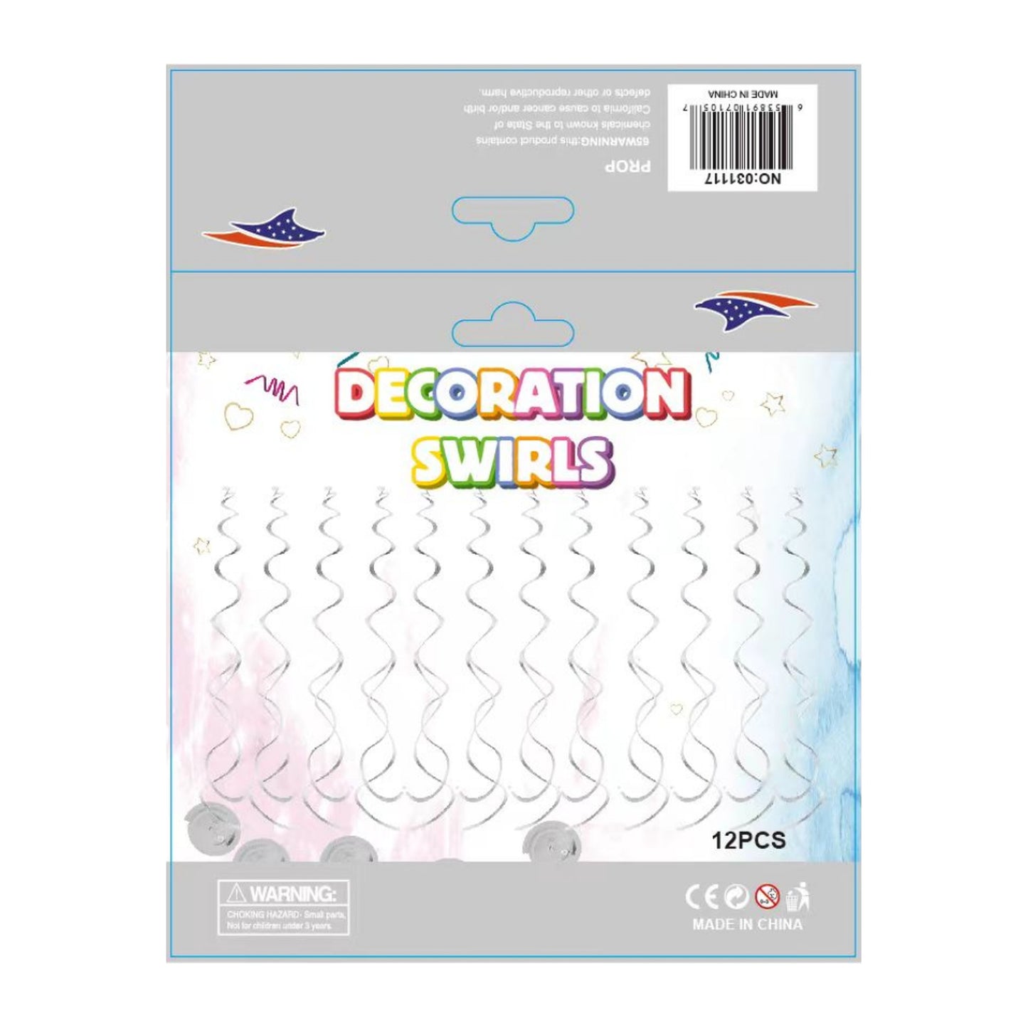 Foil Swirls Silver 12 ct 240 Card/Cs