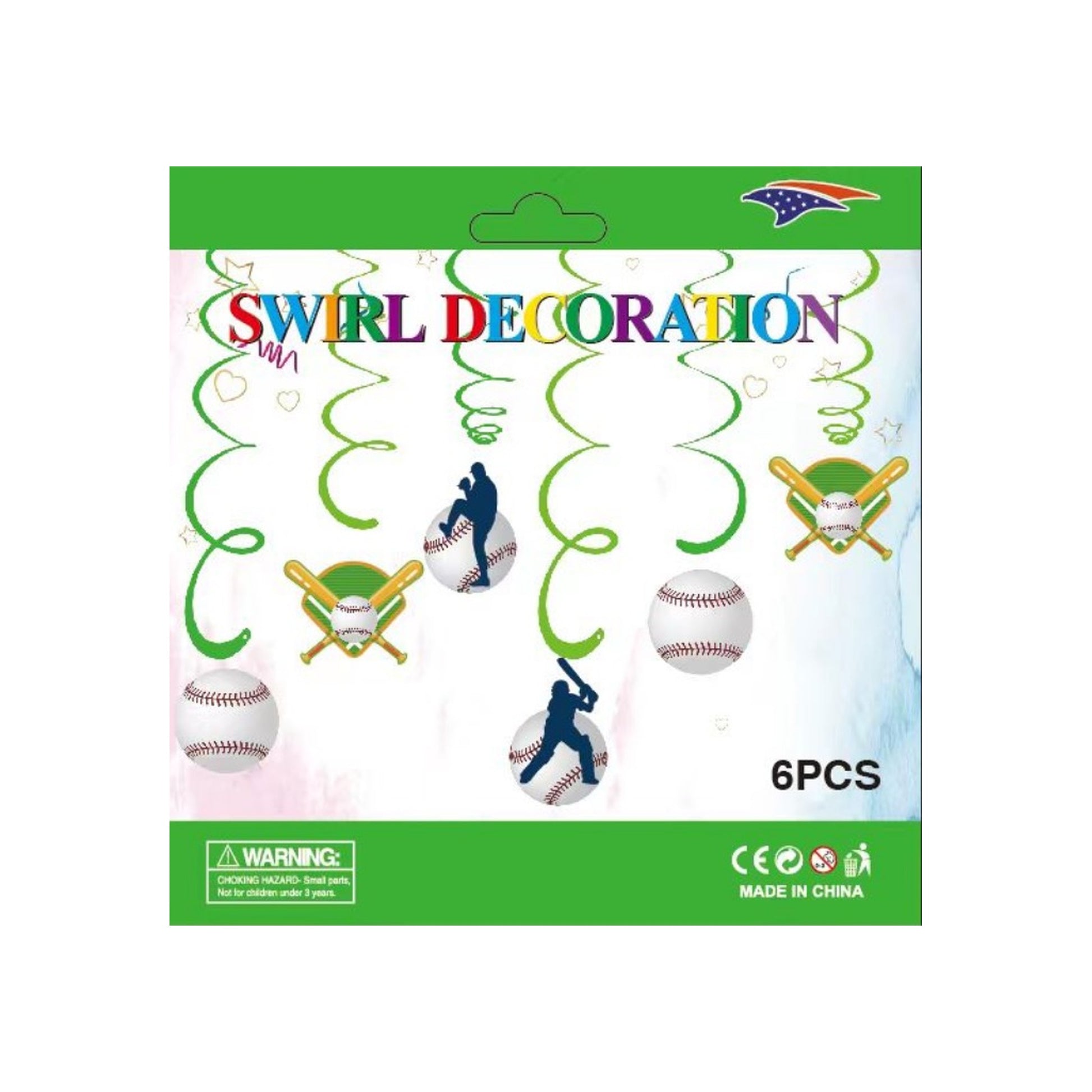 6Pc Swirls Baseball