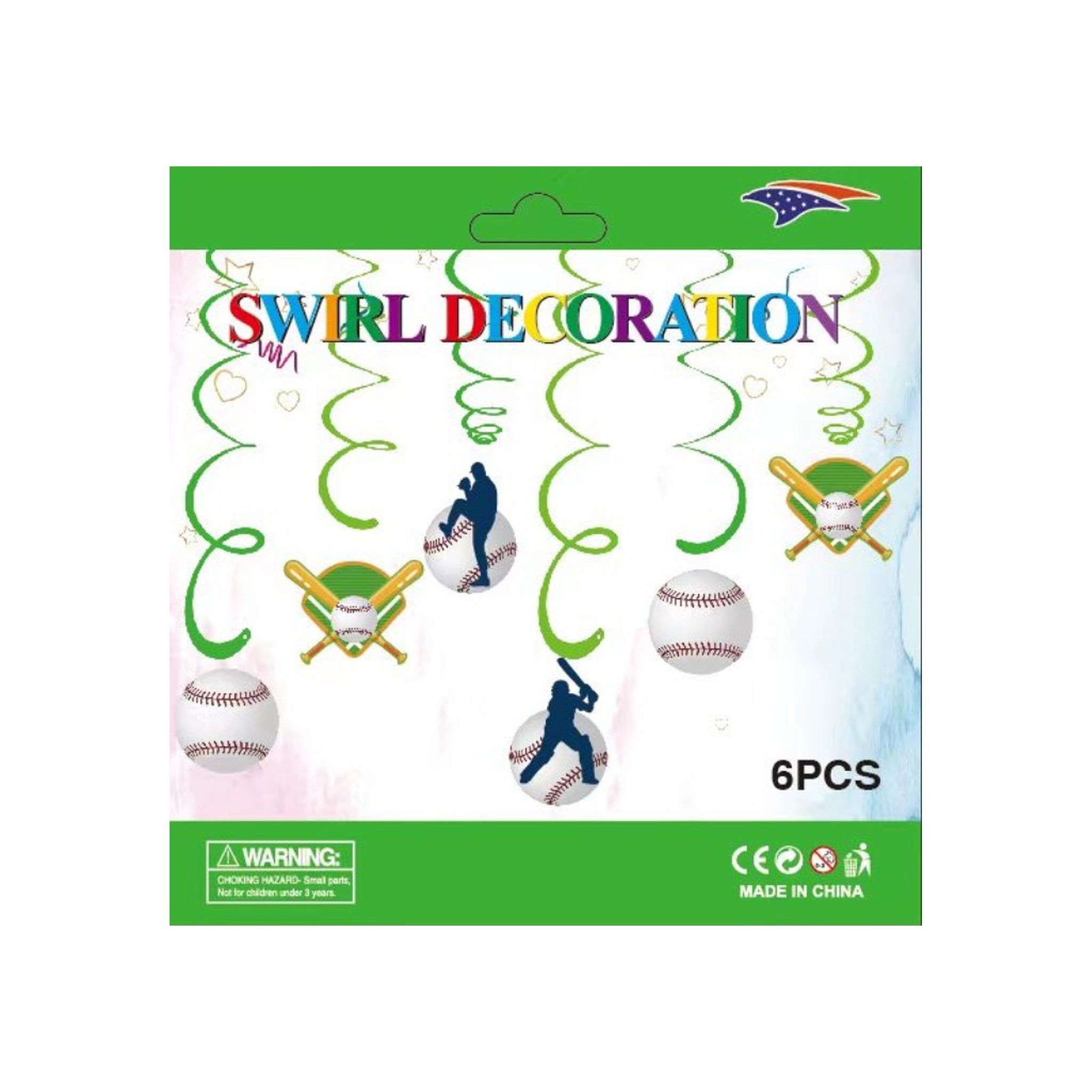 6Pc Swirls Baseball