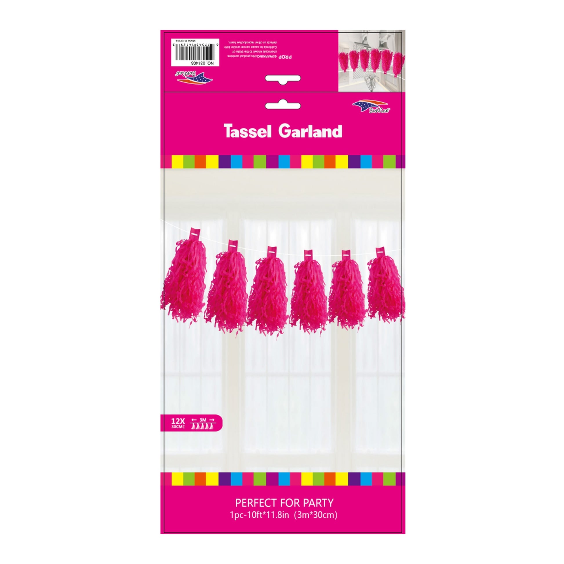 12Ft Tassel Galand Fuchsia 120Set/Cs