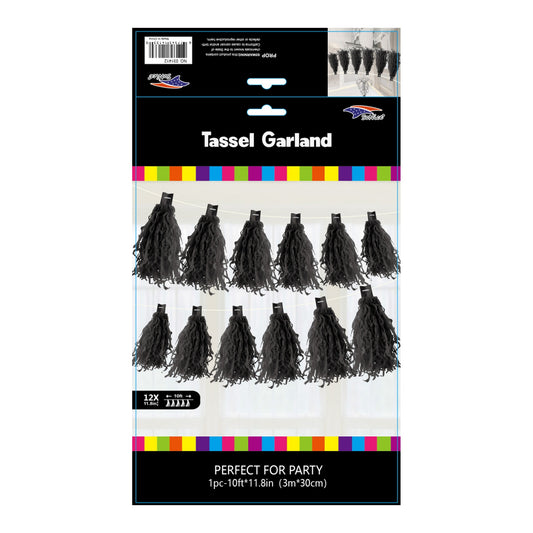 12Ft Tassel Galand Black120Set/Cs