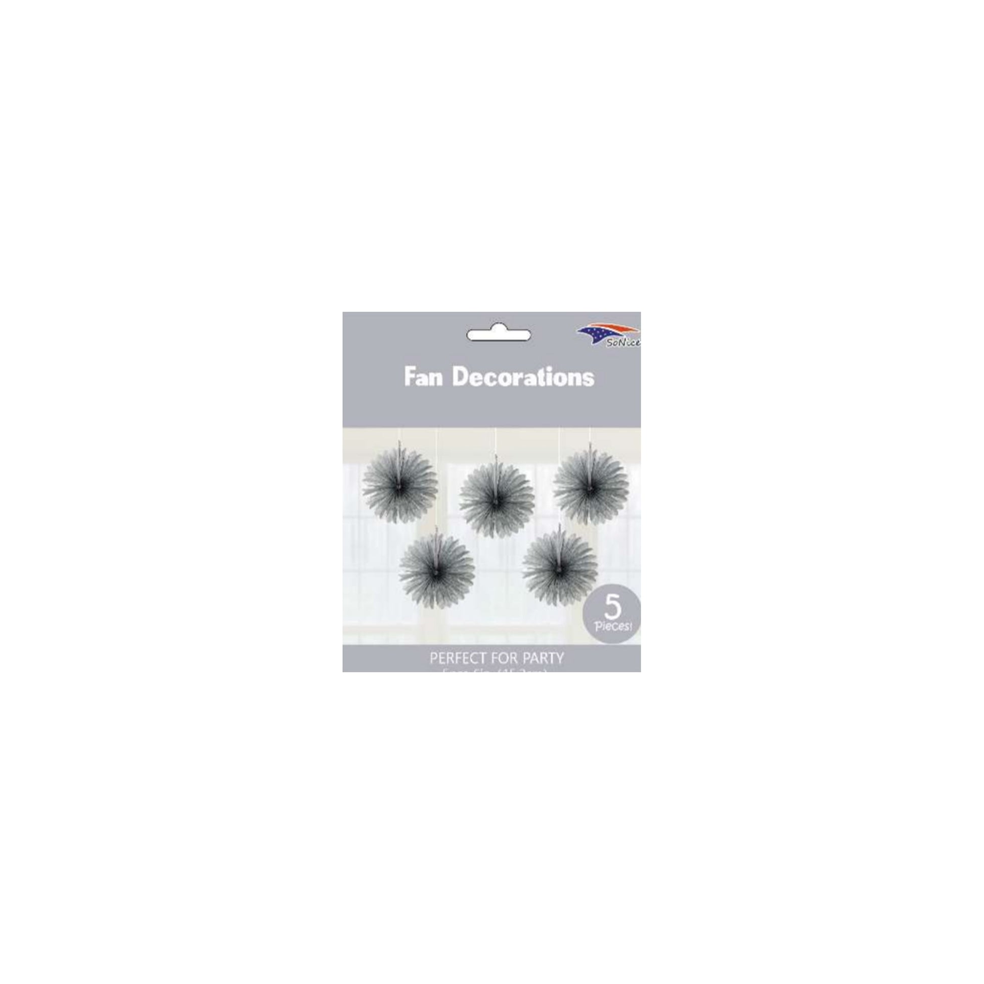 (c) Tissue Fans Metallic Silver 5ct