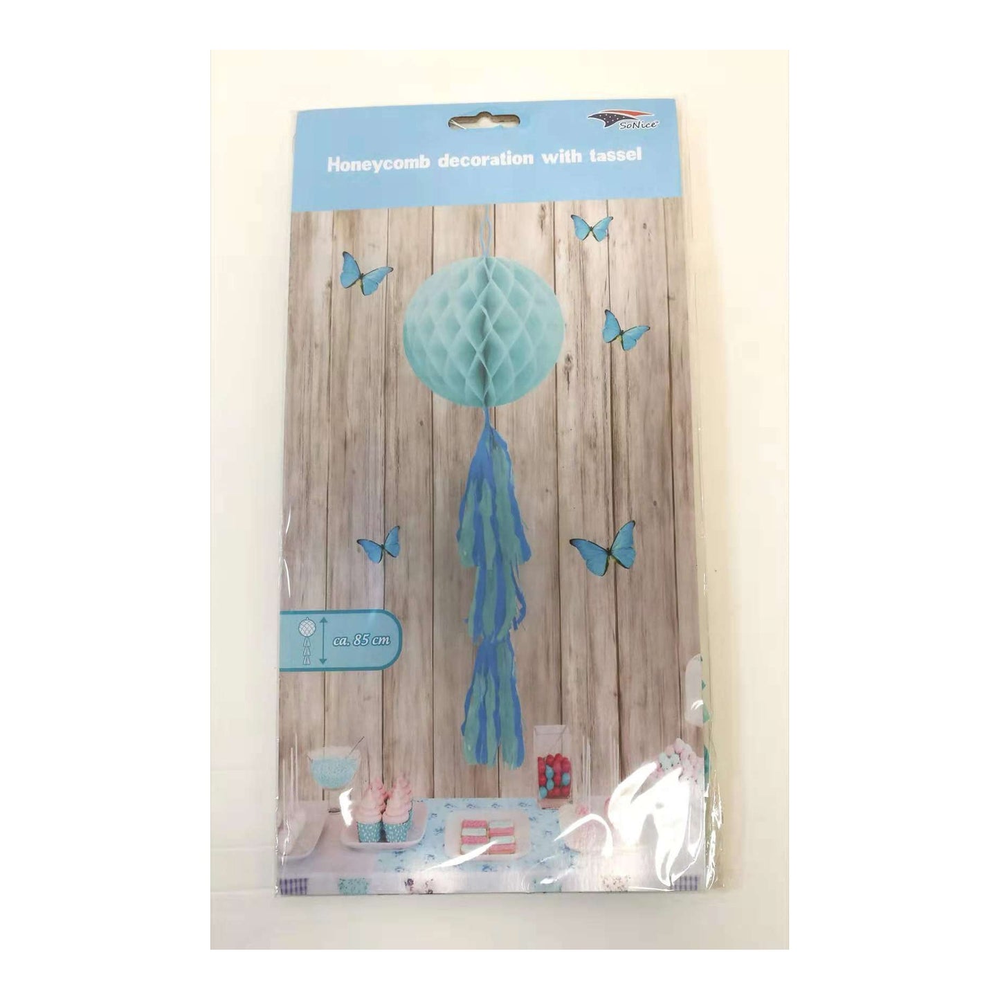 (c) Honeycomb + Tassel Blue