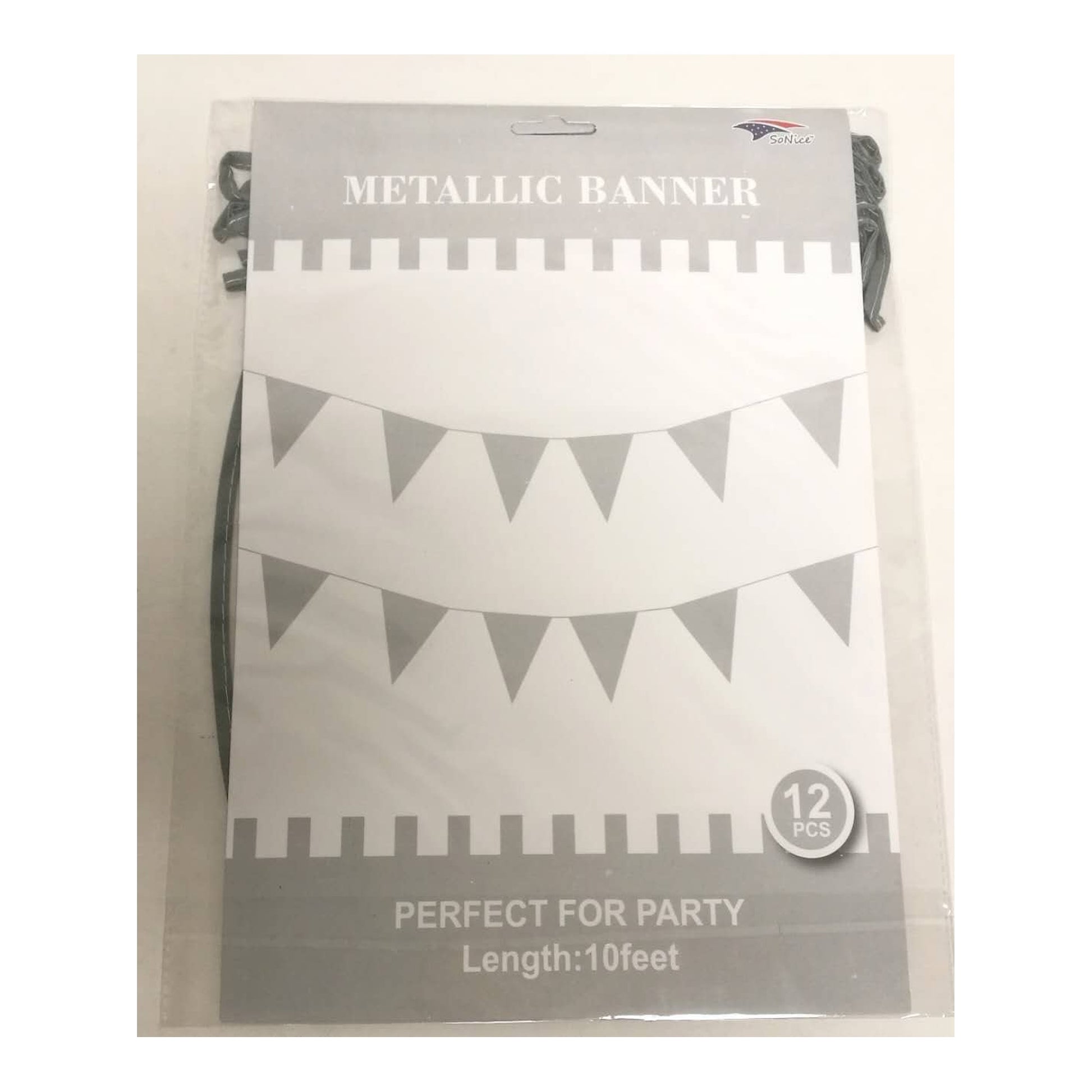 (c) 10ft Metallic Silver Banner