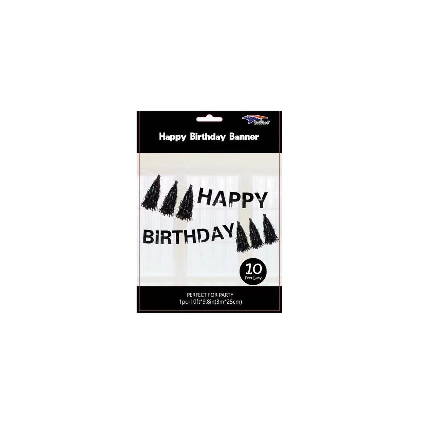 Happy Birthday Tassel Banner Black