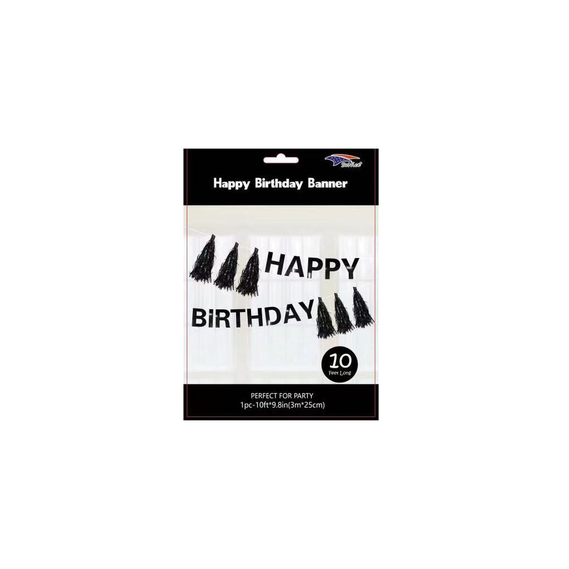 Happy Birthday Tassel Banner Black