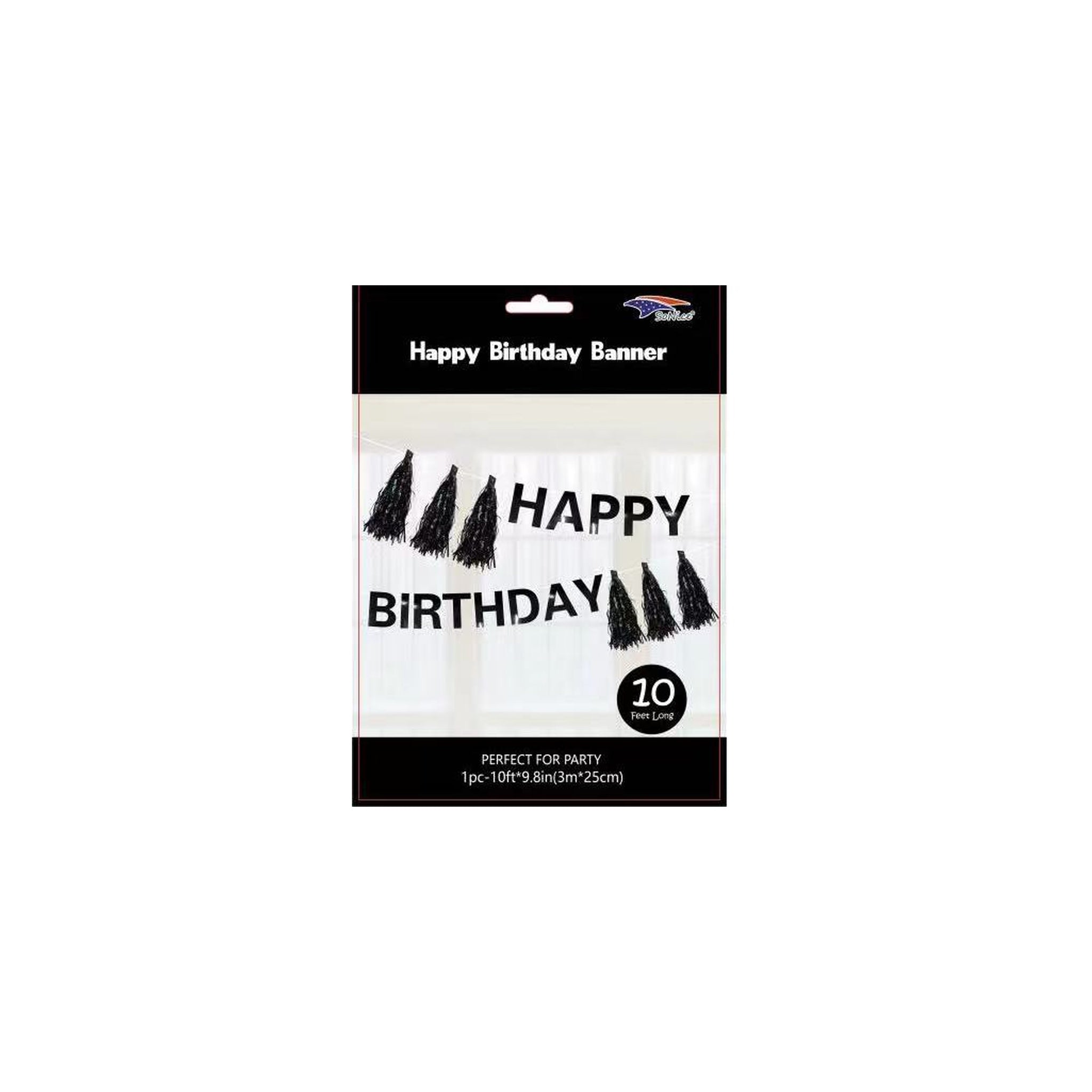 Happy Birthday Tassel Banner Black