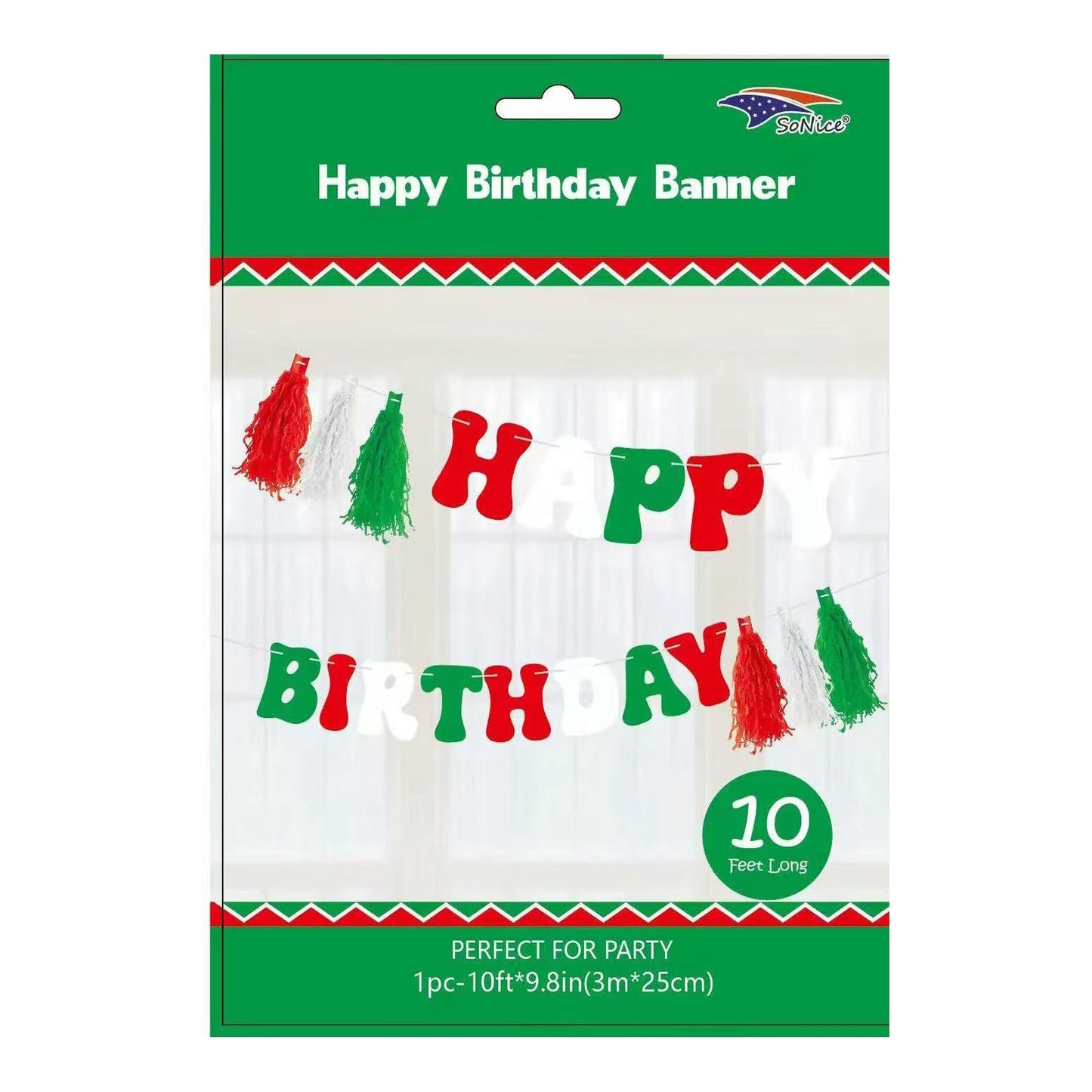 Banner Happy Birthday Red/White/Green