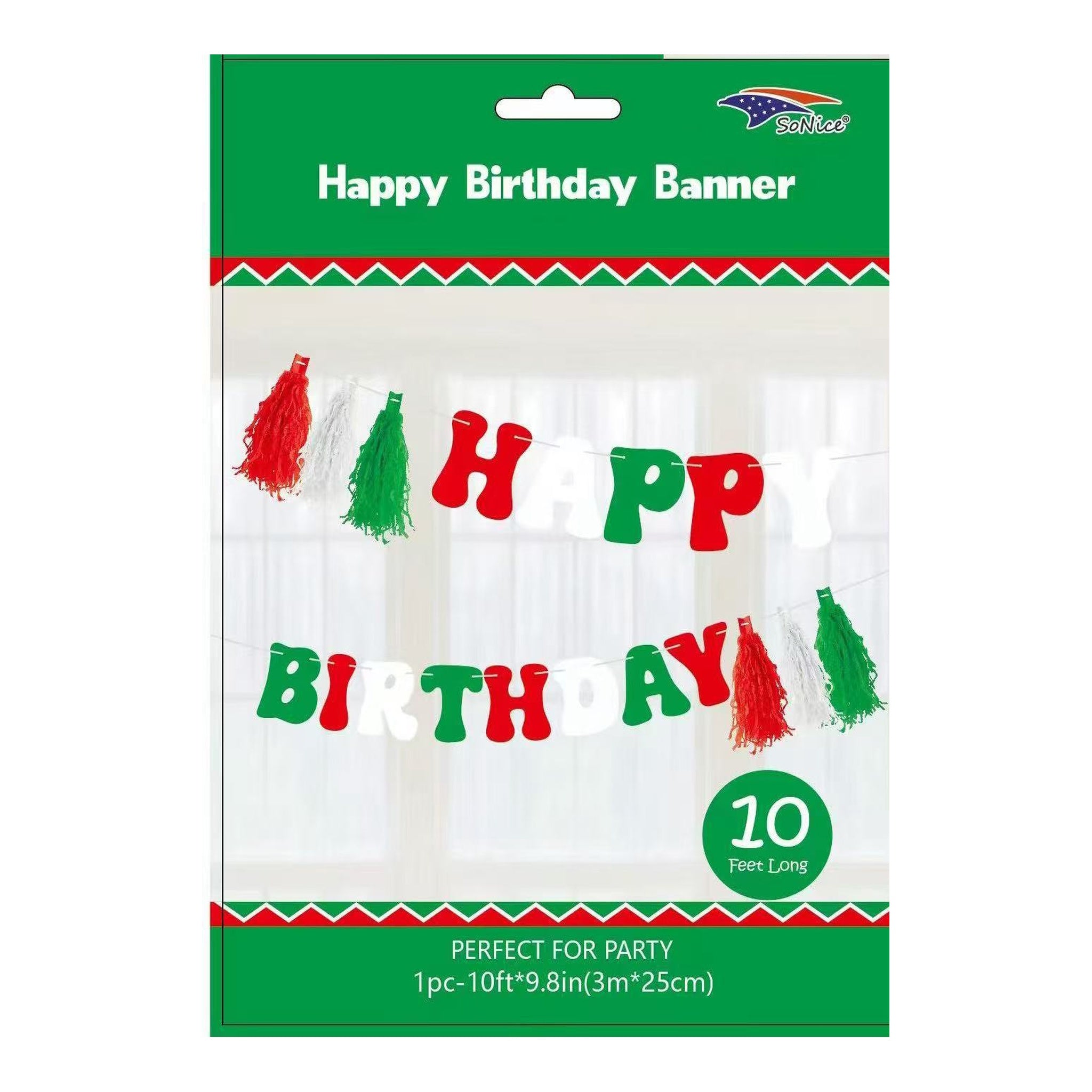 Banner Happy Birthday Red/White/Green