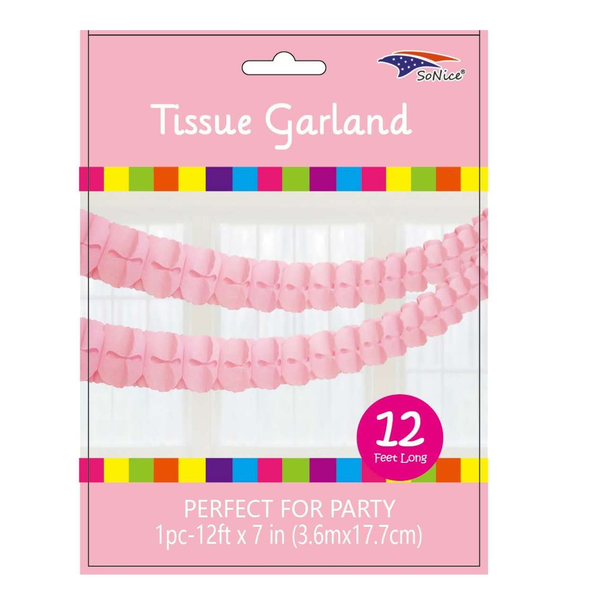 7"X12Ft Tissue Garland Light Pink 120/case