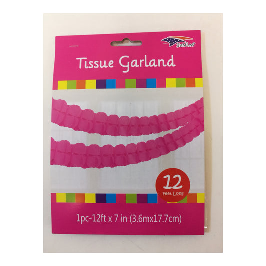 7"X12Ft Tissue Garland Fuchsia 120/case