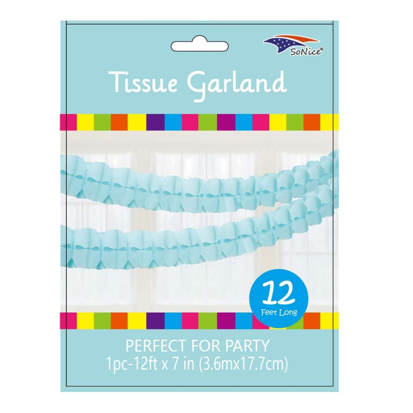 7"X12Ft Tissue Garland Light Blue 120/case