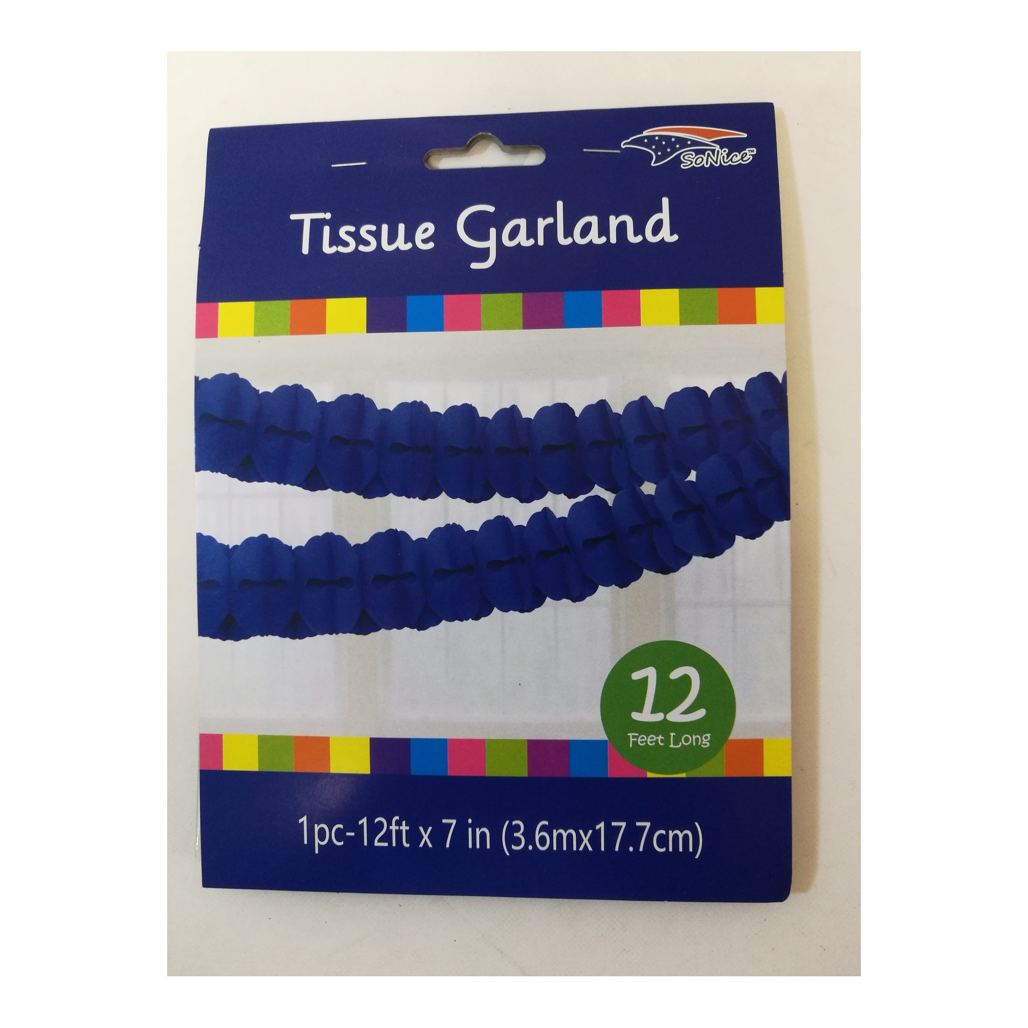 7"X12Ft Tissue Garland Royal Blue 120/case