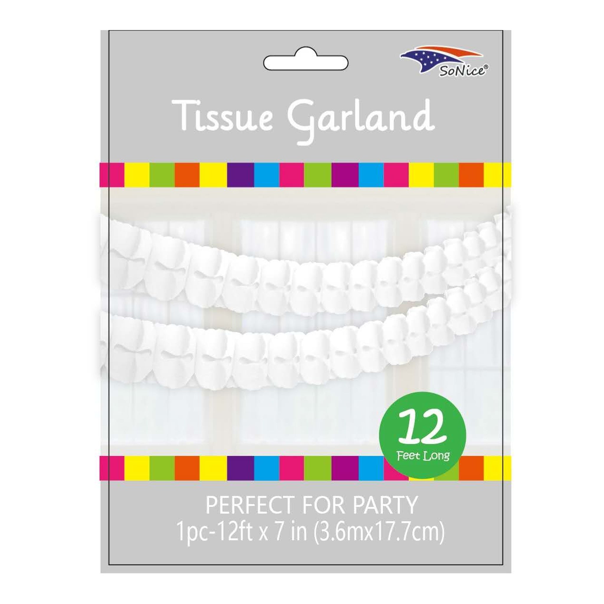 7"X12Ft Tissue Garland White 120/case