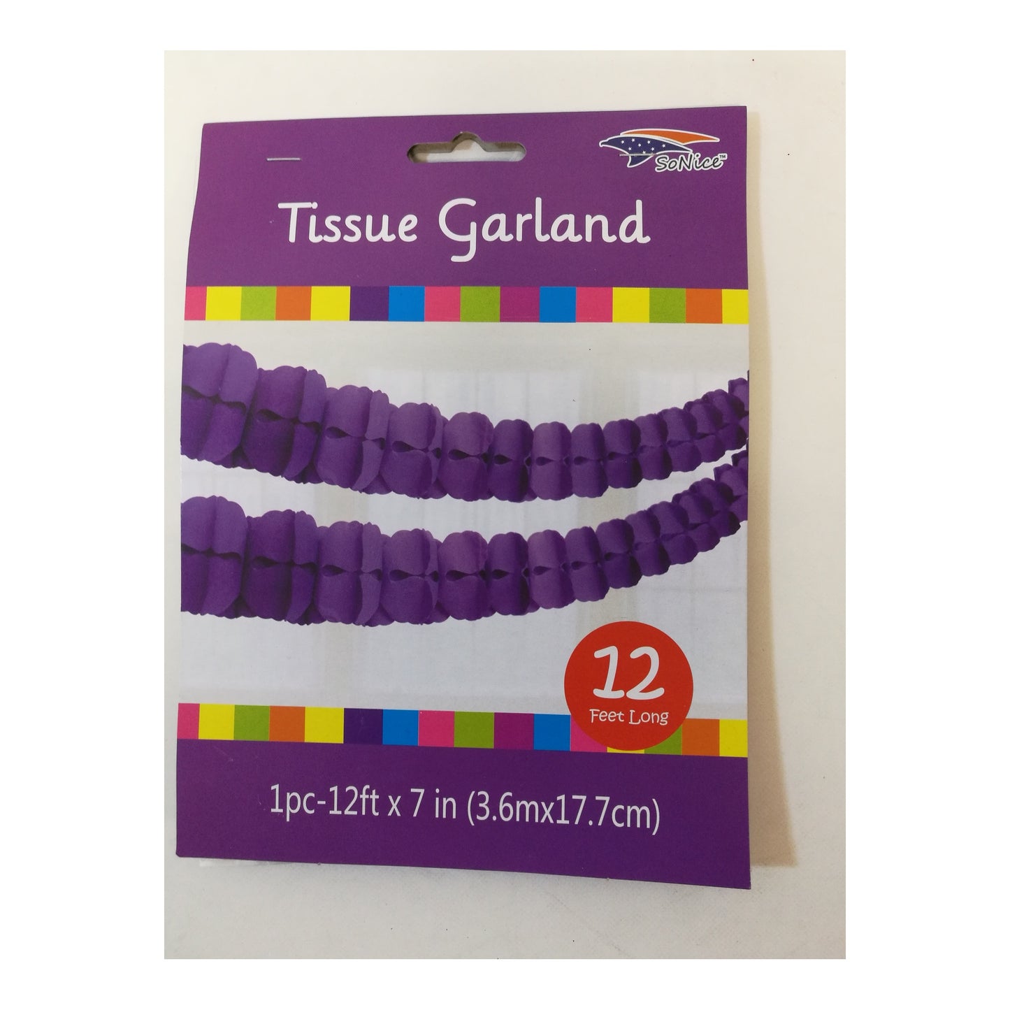 12Ft Tissue Garland Purple
