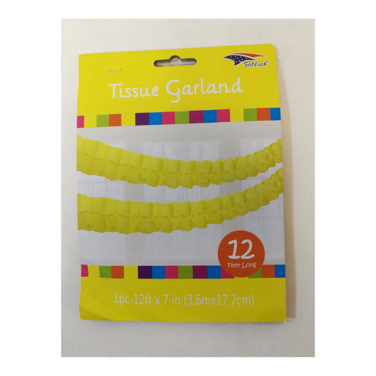 12Ft Tissue Garland Yellow