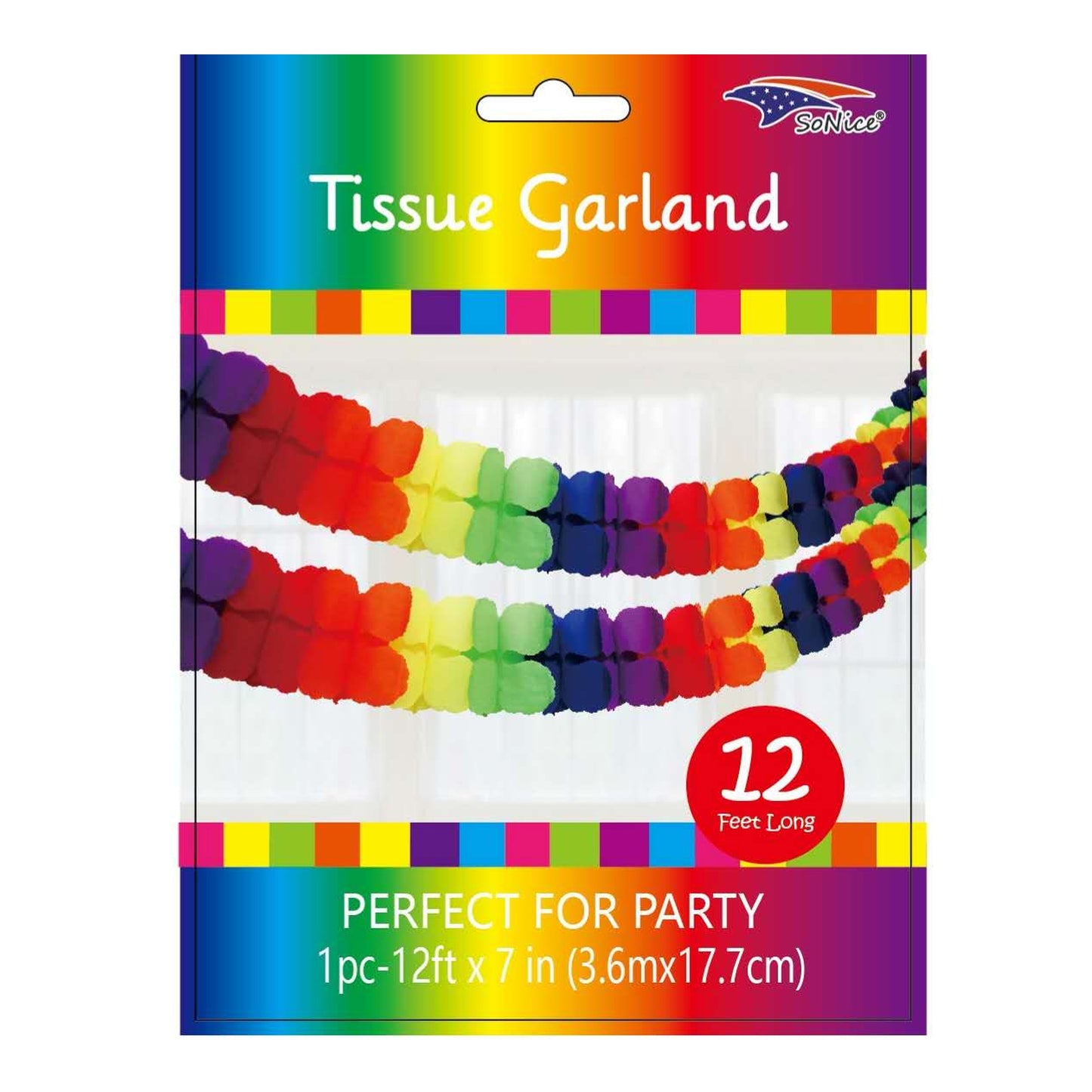 12"Tissue Garland Fiesta 120 Set/Cs