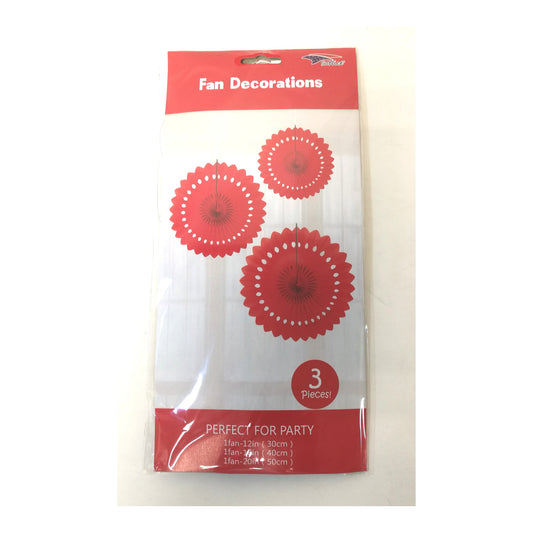 3Pcs Tissue Fans Set Red 120Set/Cs