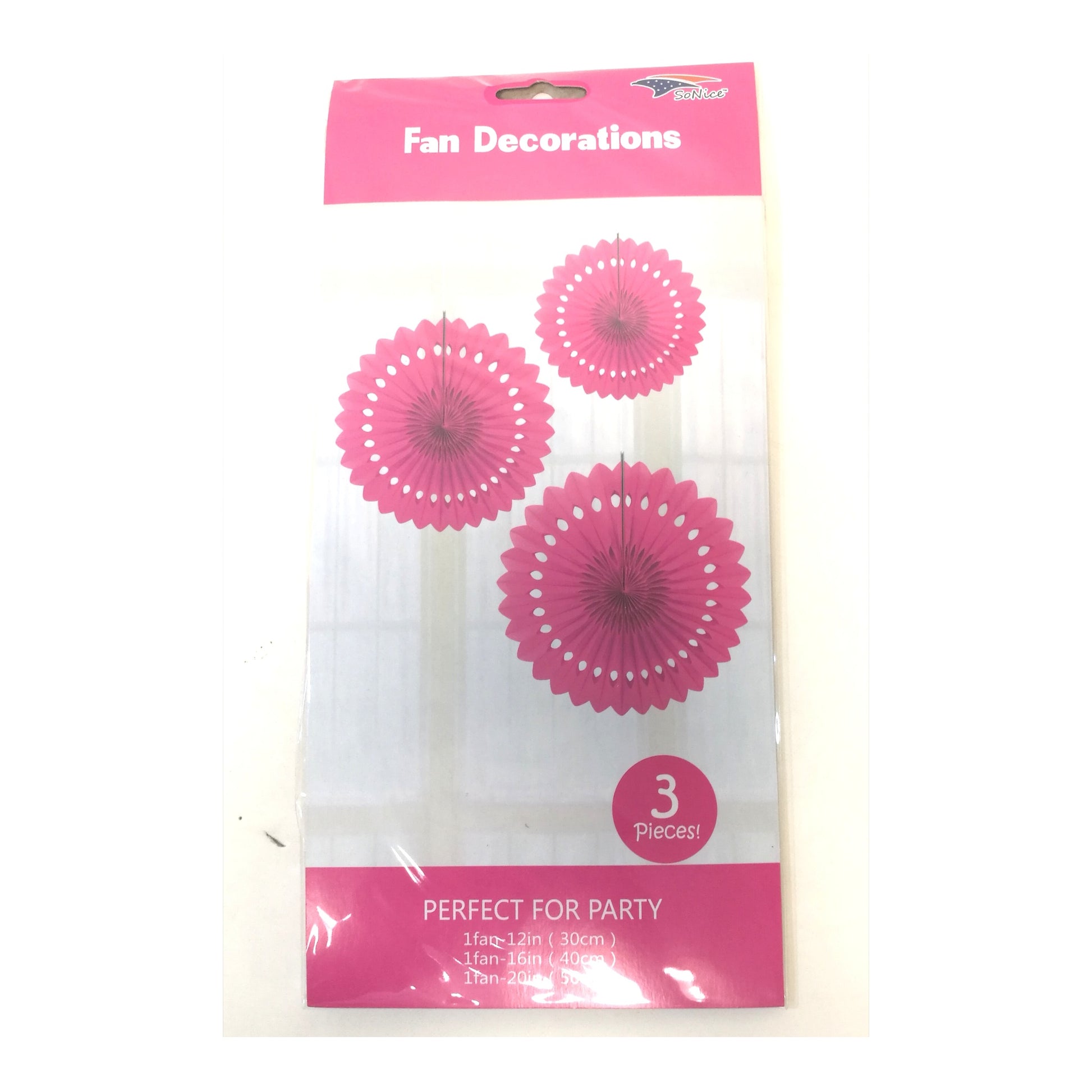 3Pcs Tissue Fans Set Fuchsia 120Set/Cs