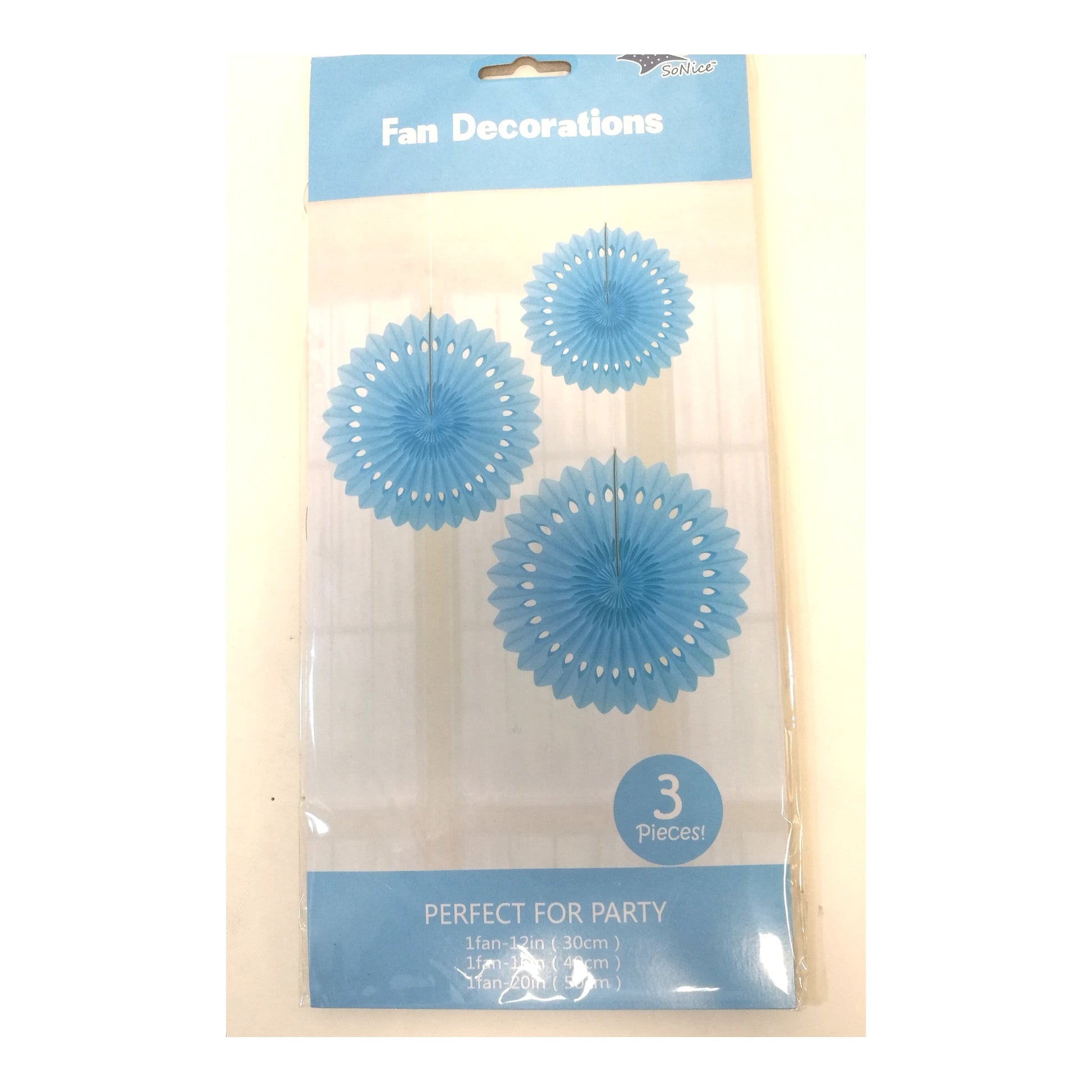 3Pcs Tissue Fans Set Light Blue 120Set/Cs
