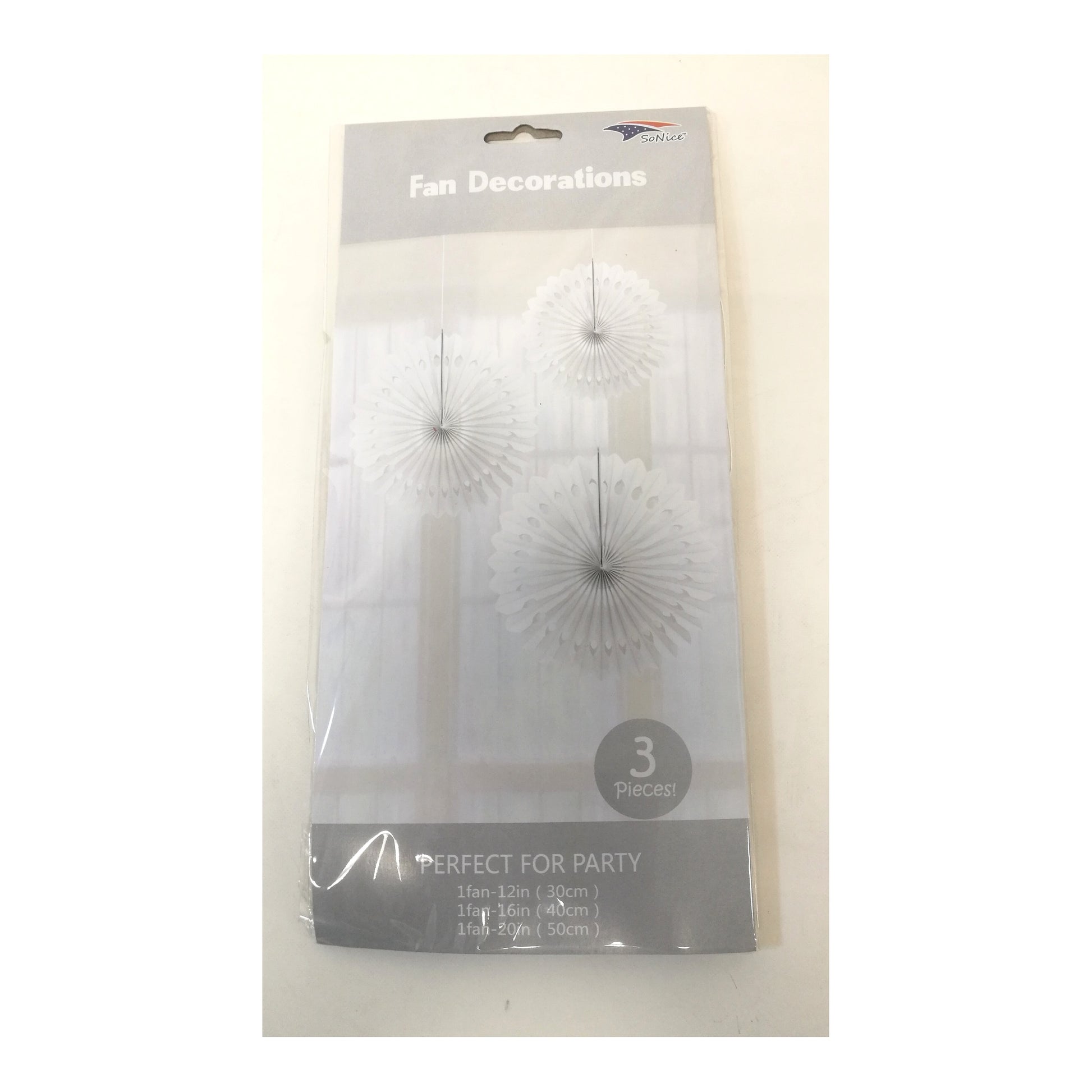 3Pcs Tissue Fans Set White 120Set/Cs