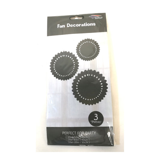 3Pcs Tissue Fans Set Black 120Set/Cs