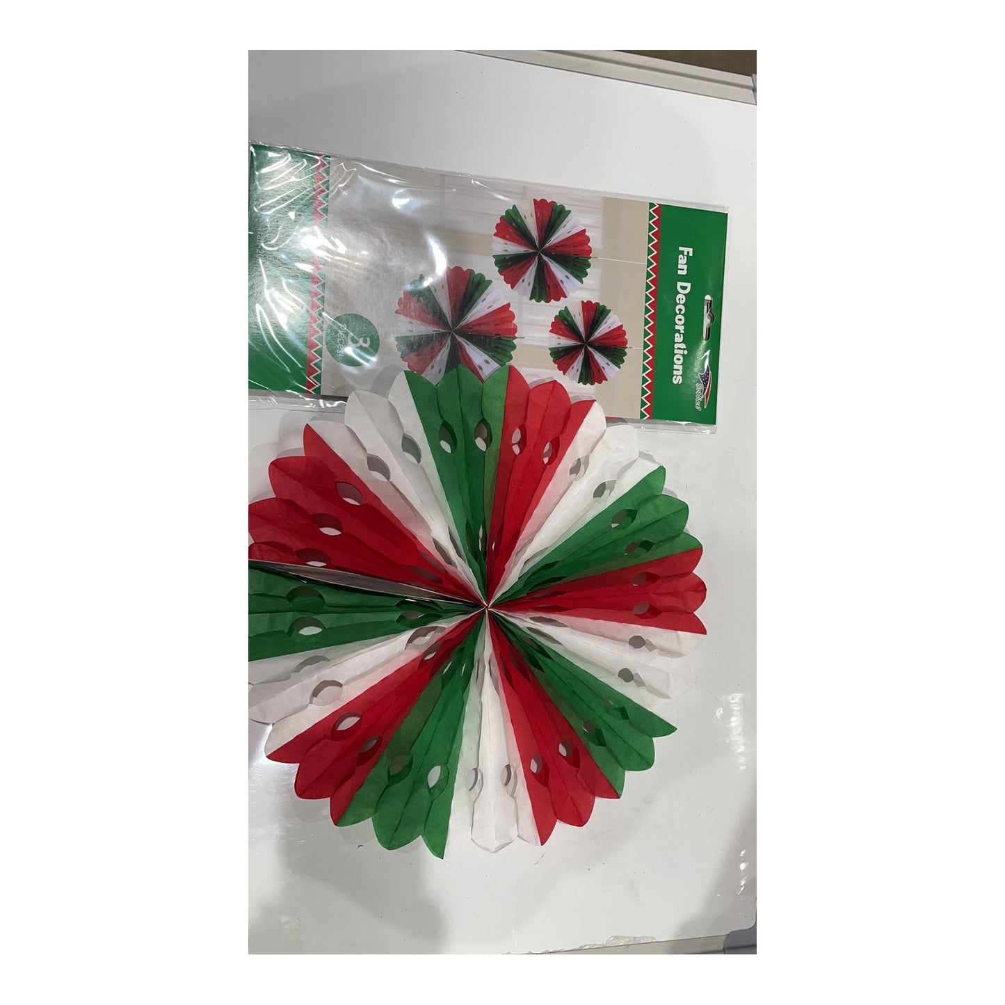 3Pcs Fan Set Red/White/Green 120Set/Cs