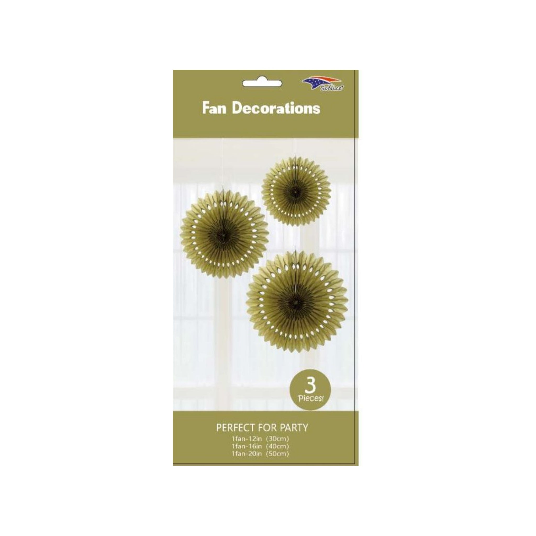 3Pcs Fan Set Shining Gold 120Set/Cs