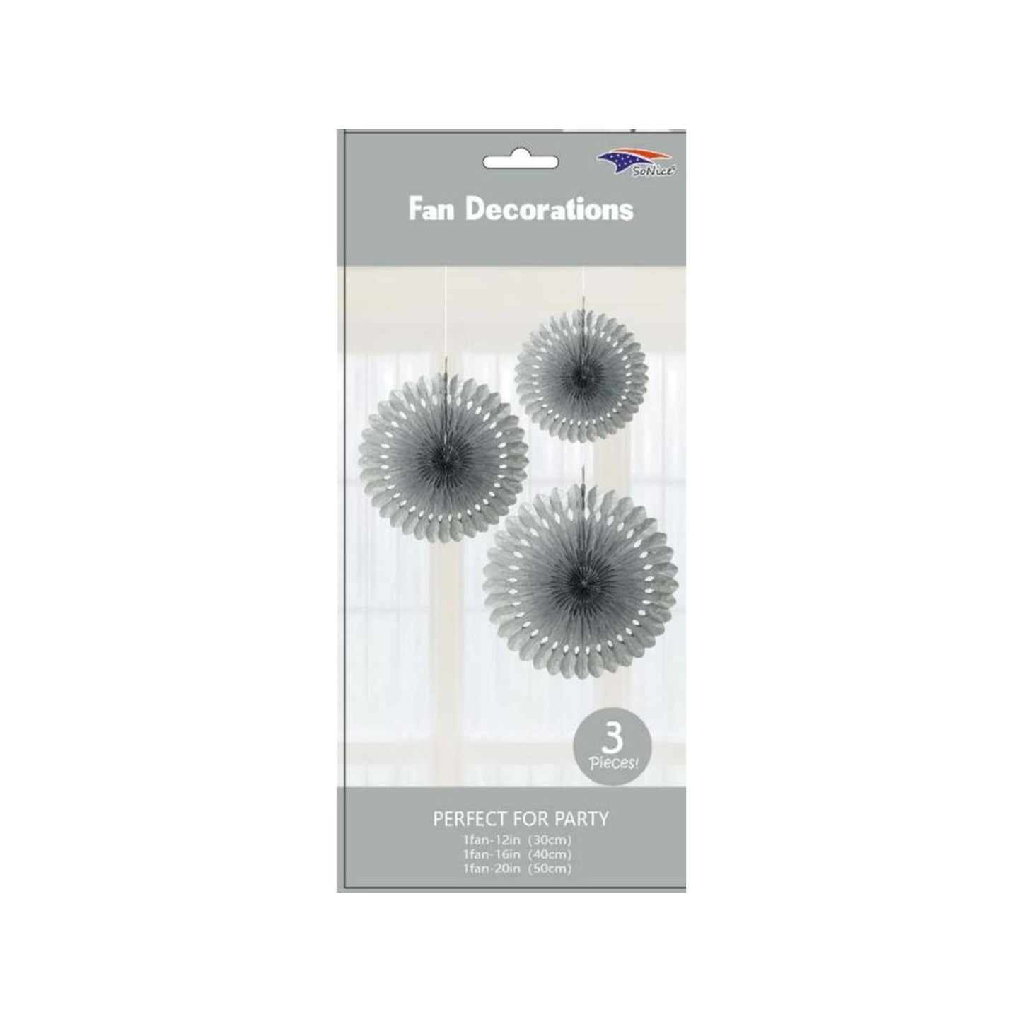 3Pcs Fan Set Shining Silver 120Set/Cs