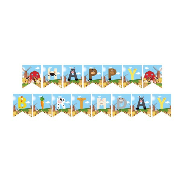 Happy Birthday farm animal banner