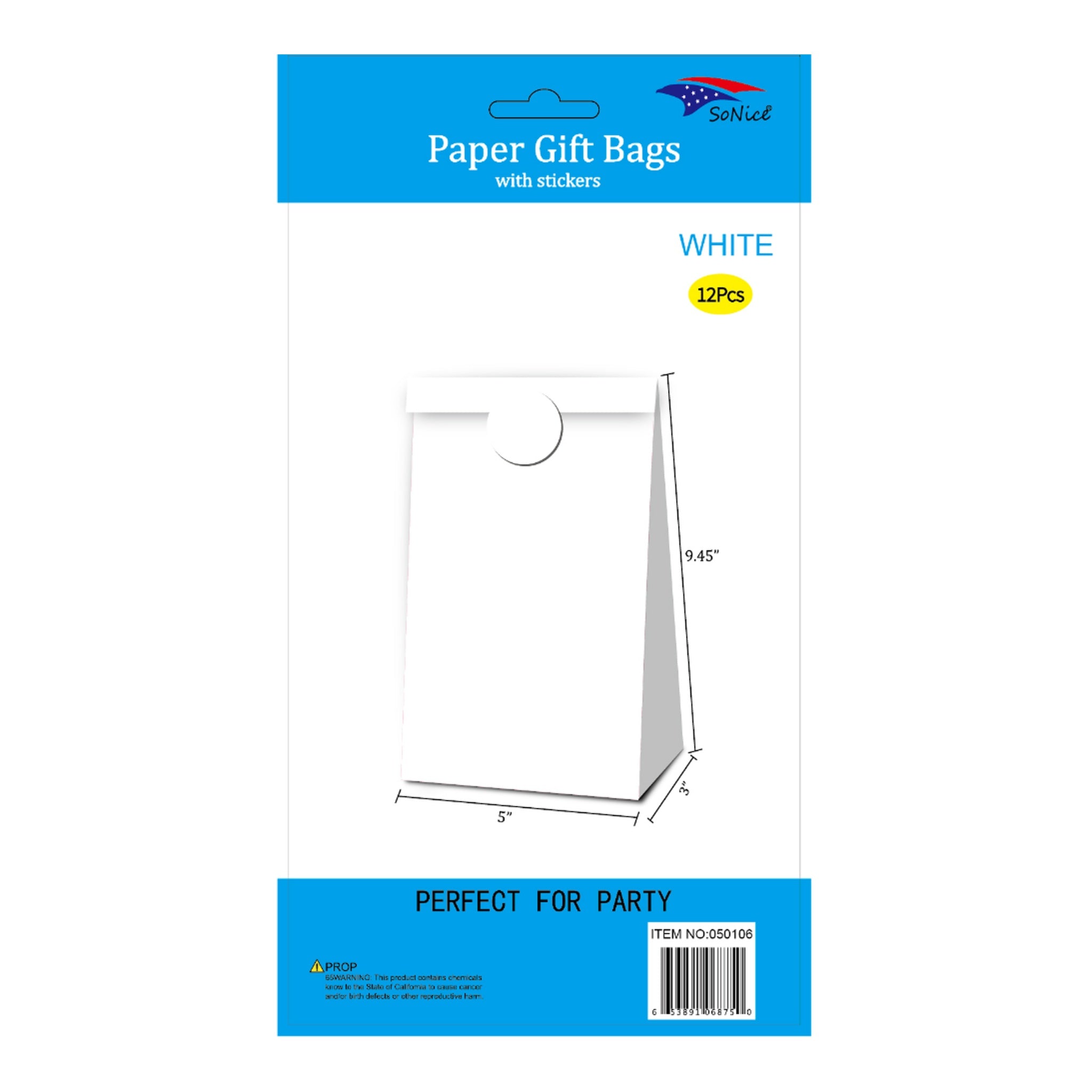 5" x 8"Craft Bags/Stickers White