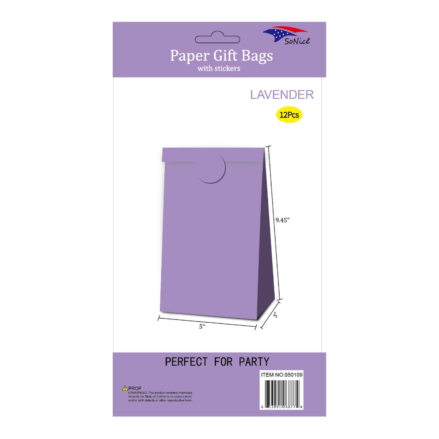 5" x 8"Craft Bags/Stickers Lavender
